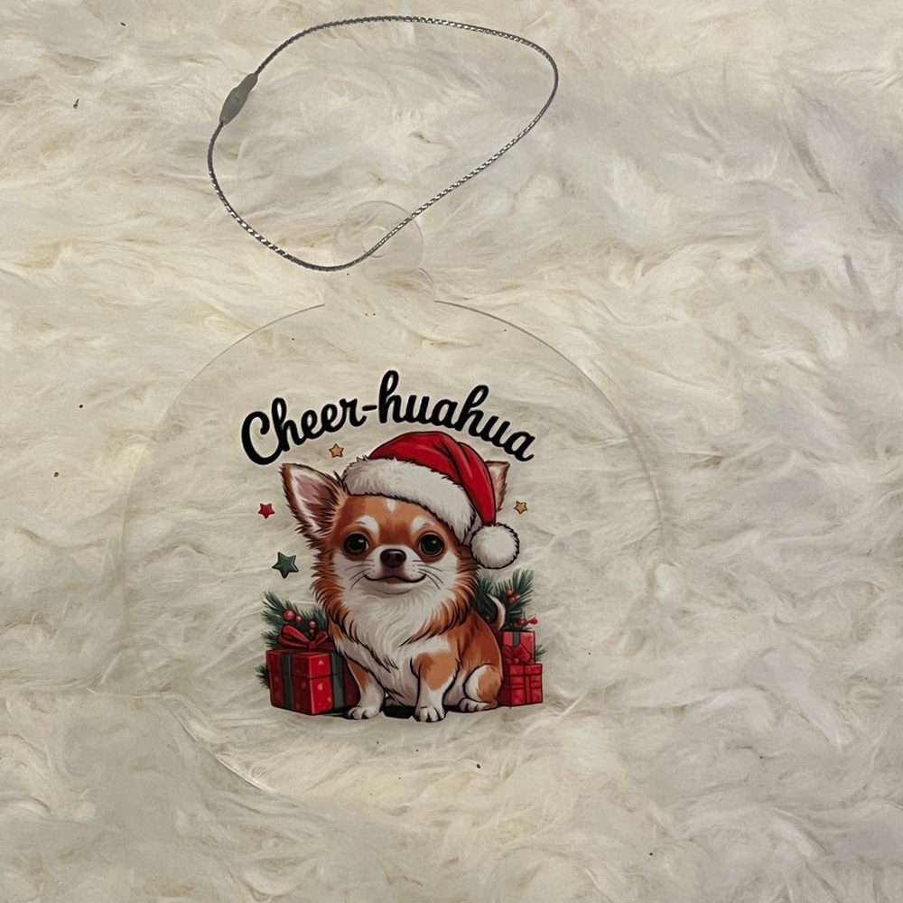 🐾 Handmade Chihuahua Christmas Ornament – “Cheer-huahua” 🎅